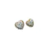 Pendientes de cristal y perla con incrustaciones de circonita y flor de amor de cobre, sentido de lujo ligero de alta gama, joyería de moda para mujer, temperamento de viajera, venta al por mayor