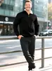 Novo Moletom com Capuz Masculino Streetwear Transfronteiriço Estilo Moderno com Cores Contrastantes, Moleton Casual Retro com Zíper Outono e Inverno para Homens