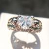 Anillo de calavera creativo nuevo con gema de circonita azul diamante joyería de estilo punk europeo y americano