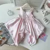 Vestido de Niña Verano Nuevo Estilo 2026 Lazo de Satín Falda de Tirantes Irregular Falda Estilo Princesa para Niños