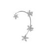 Estilo Minimalista com Flores Incrustadas de Diamante e Estrelas-do-Mar, Design Simples, Presilhas de Orelha Não Perfuradas de Nicho, Ganchos de Orelha, Brincos, Brincos de Cristal para Mulheres