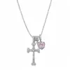 Collar con cruz en forma de corazón adornada con circonitas, cadena para clavícula de lujo ligero de nicho, único y elegante con un toque de alta gama, venta al por mayor