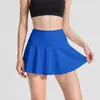 Falda plisada deportiva de línea A talla grande, de cintura alta, control de abdomen, falda para yoga y tenis, anti-exposición, falda deportiva de dos piezas integrada
