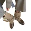 En producción Otoño/Invierno nuevas botines cortos retro de punta redonda con lazo para mujer, moda, temperamento, tacón oculto, versátiles, botas vaqueras