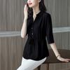 2022 verão plus size camisa feminina de manga curta top de chiffon feminino manga média manga solta barriga cobrindo cintura camisa de comprimento médio