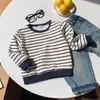 Sudadera Redonda de Rayas y Lunares de Colores para Niños, Primavera y Otoño, Unisex para Niños, Top Holgado de Manga Larga, Ropa Exterior Casual de Bebé