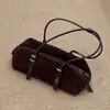 2026 Novo Modelo Boston Long Marrom Caramelo Camurça Pele de Bezerro Bolsa de Ombro Baguette Bolsa de Axila Bolsa Média Bolsa Baguette
