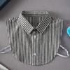Camisa Rayada para Niños Cuello Falso Vestido Suéter para Mujer Cuello Decorativo