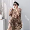 Pijamas de Nuevo Estilo para Mujer, Primavera, Otoño e Invierno, Tallas Grandes Adelgazantes de Algodón y Seda Ropa de Casa que se Puede Usar Afuera, Ropa para Aire Acondicionado, Trajes de Algodón y Seda para Mujer