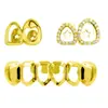 Auténtico Hiphop Transfronterizo Diente de Oro Grill Planeta Corazón Set de Tres Piezas Hip-Hop Accesorios Dentales Hip-Hop Grill
