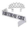 Alça de Ombro para Festa de Aniversário da Amazon Feminina Etiqueta Menina Aniversariante Estampagem a Quente Alça de Ombro Transmissão ao Vivo Popular Conjunto Coroa