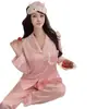 Nuevo Conjunto de Pijama Sencillo Estilo Coreano para Verano 2026 con Ribete de Encaje y Rayas Azul Claro, Ropa Casual para el Hogar para Mujeres