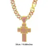 Colar Feminino Moderno Hip-Hop Exagerado Rosa Camada Dupla Tridimensional Cruz Corrente Cubana Marca de Moda Americana Estilo Transfronteiriço