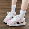 Sapatos de nicho estilo coreano, estilo pão rosa, femininos, tendência, primavera 2025, novos, estudantes, tênis casuais, sapatos brancos