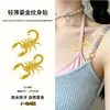 Pegatinas de tatuaje de escorpión coloridas y chapadas en oro, elegantes y sofisticadas, perfectas para el muslo, creando un ambiente moderno, mismo estilo que las de Xiaohongshu, con diseños de calavera y luna creciente de lámina de oro
