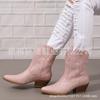 2023 otoño e invierno Nuevo en stock comercio exterior talla grande bordado tubo bajo botas de mujer WISH Amazon botas de cuero europeas y americanas