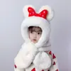 Gorro con Bufanda Integrada de Dibujos Animados para Niños, Protección para los Oídos, para Niños y Niñas, Felpa Gruesa Caliente, Cortavientos, Peluche, Gorro para Bebé