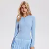 Traje Deportivo de Camisa Caijue Henry para Mujer, de Manga Larga, Corte Ajustado para Yoga, Falda Deportiva Plisada, Conjunto de Ropa para Tenis para Mujer