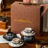 Conjunto de Xícaras de Café de Cerâmica de Luxo Leve, Chá da Tarde, Xícara Doméstica, Conjunto de Chá, Xícara e Pires de Alto Valor, Caixa de Presente, Par de Xícaras de Presente