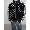 Chaqueta Retro de Ante con Puntos Reflectantes y Cuello Alto para Hombre y Mujer, Nuevo Cárdigan de Retazos con Cremallera de Tres Barras, Top Casual Holgado