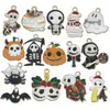 Conjunto Transfronteiriço de 15 Peças de Pingentes de Halloween de Fantasma, Caveira, Morcego e Ceifador com Pingos de Óleo para Pulseiras, Chaveiros e Acessórios DIY