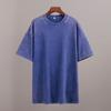 Cross-border lavado velho camiseta de manga curta europeu e americano verão solto casual gola redonda lavado batik camiseta de manga curta masculina e feminina