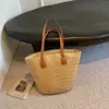 Bolsa de palha feminina bolsa de verão bolsa de praia bolsa grande capacidade bolsa de ombro trançada bolsa de palha de vime bolsa balde moderna