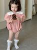 Macacão Feminino com Gola de Renda Outono Estilo Harem Coreano Roupa Infantil 2025 Outono Novo Roupa de Bebê Roupa de Outono