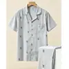 Conjunto de Pijama de Verano para Hombre 100% Algodón Puro con Cuello y Mangas Cortas, Precio de Fábrica (Oro)