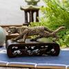 Suporte de Escovas de Latão Leopardo Chinês Enfeites Criativos Retrô Decoração de Mesa de Escritório Artesanato Barraca Utensílios de Cobre