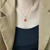 Colar Único de Designer Moda Elegante de Luxo Coração Dupla Face para Mulheres Versátil Celebridade da Internet Gargantilha Corrente da Clavícula