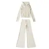 Conjunto de Chaqueta con Capucha y Cremallera para Yoga Fitness Protección Solar Corte Ajustado y Pantalones Acampanados Elásticos Adelgazantes para Realzar Glúteos para Mujer