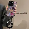 Capa de celular pulseira com grafite pintado para Apple 18pm, iPhone 17, design exclusivo, material de silicone, estilo retrô, 15, 14, à prova de queda