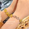 Pulsera de Diamante Amarillo de Zirconia de Lujo Ligero para TikTok Live, Pulsera de Cristal Amarillo de Diamante de Alto Carbono para Mujer, Joyería de Lujo Europea y Americana al por Mayor