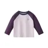 Ropa Infantil Camiseta de Manga Larga con Cuello Redondo Kidsren's Otoño 2026 Nueva Camiseta Básica de Contraste para Niños 7A Antibacteriana