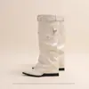 Una Bota, Tres Formas de Usar~ Botines Elegantes de Punta Fina Estilo Francés para Mujer, Nuevos Botas Largas con Tacón de Cuña Retro de Nicho Otoño e Invierno 2026