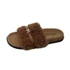 Pantuflas peludas para mujer para usar en exteriores, nueva colección otoño/invierno 2026, de suela gruesa, con hebilla metálica, estilo de alta gama, felpa, de suela plana y diseño slip-on para uso en casa