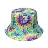 Primavera y verano 2025 nuevo gorro de cuenca color fuegos artificiales remolino teñido anudado sombrero para el sol de moda doble cara parasol sombrero de pescador para hombres y mujeres