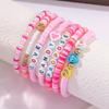 Pulsera de Corazón Rosa Nuevo de San Valentín Europeo y Americano Transfronterizo Cuentas de Arcilla Polimérica Cuentas de Letras Juego de Pulseras Elásticas