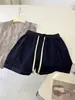 Shorts de Mezclilla Ultradelgados de Algodón y Lino para Mujer, Estructurados y Elegantes para un Efecto Adelgazante, Shorts Casuales de Cintura Elástica en Línea A para Mujer, Pantalones Azul Oscuro