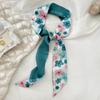 Bufanda de seda pequeña blanca y verde tierno para mujer, banda estrecha para el pelo de primavera y verano, cinta para el pelo, corbata para el pelo, bufanda larga decorativa para bolso