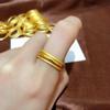 Estilo antigo Sansheng Sanshi anel de ouro de areia on-line homens e mulheres populares anel de boca fechada banhado a ouro fosco brilhante casal anel de dedo indicador