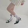 Calcetines de lazo plateado para Primavera y Verano calcetines grises finos de felpa para mujer calcetines de color liso de longitud media al tobillo calcetines miu de alta calidad sin costuras