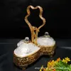 O Fabricante Original Fornece Diretamente Caixas Douradas em Formato de Coração com Dois Compartimentos para Frutas Secas e Suporta Envio Transfronteiriço