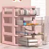 Caja de Almacenamiento de Escritorio de Dibujos Animados Transparente Rosa Cajón Pequeño Estilo Plástico Mini Caja de Almacenamiento de Conejo Organizador de Papelería para Escritorio