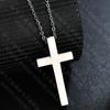 2018 venta caliente fábrica de joyería directa estilo coreano pulido espejo simple cruz collar de acero inoxidable con inscription