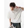 Estilo Old Money Camiseta Masculina de Manga Curta com Gola Henrique Verão 2025 Nova High-End Textura Solta Gola V Versátil Manga Média