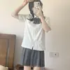 Uniforme Ortodoxo de Verano JK Falda de Cintura Alta Estilo Japonés Falda Plisada a Cuadros Traje Completo de Camisa Plisada Acordeón