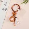 Pingente Estrela Curativa Fofa de Madeira Arco-Íris Borla Tecida à Mão Chaveiro de Cipreste Pingente para Decoração de Bolsa