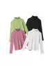 Camiseta de Manga Larga Base de Color Sólido de Cuello Alto Versión Multicolor Heyhenry para Mujer en Primavera y Otoño con Hombros Normales y Corte Ajustado